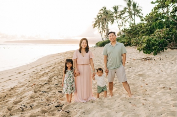 Doctor Quach and his family on the beach